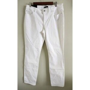 NWT Ann Taylor The Skinny Curvy fit  Mid Rise White Jeans, Size 14 classic fit